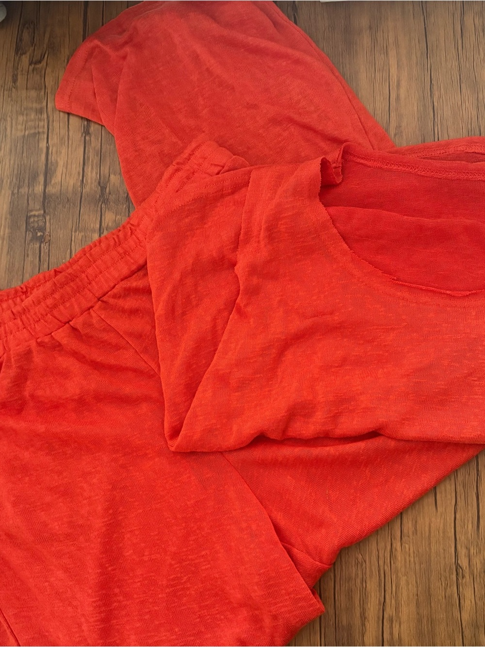 Soft Orange Lounge Set - Short Sleeve Top and Elastic Waist pants